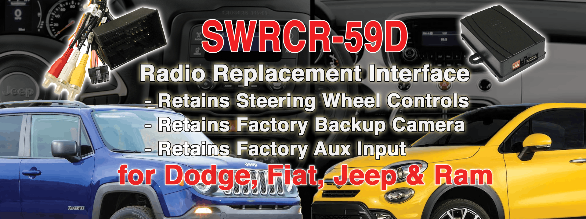 SWRCR-59D  Radio Replacement w/ SWC Retention for Dodge, Fiat